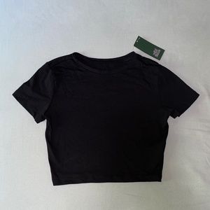 Short Sleeve Cropped T-Shirt, Black